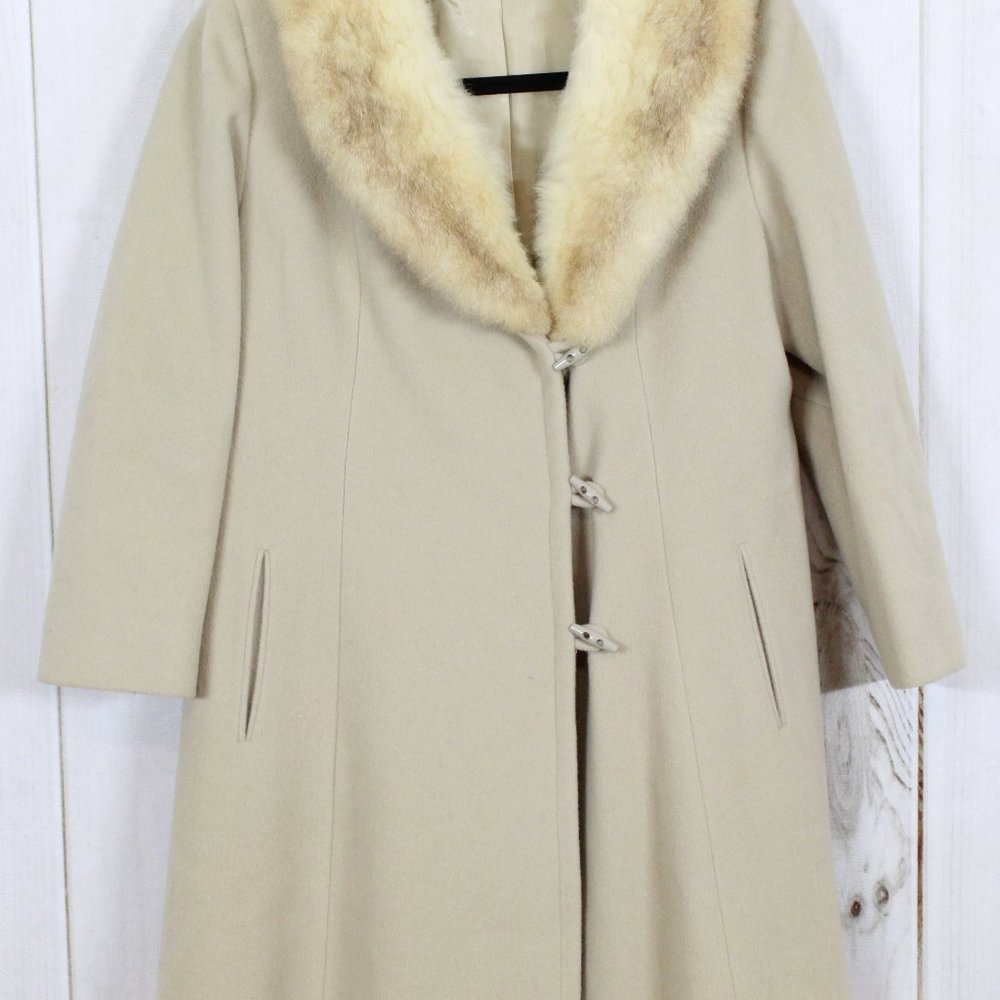 Vintage! JULES MILLER Faux Fur Long Dress Coat L - Picture 3 of 13